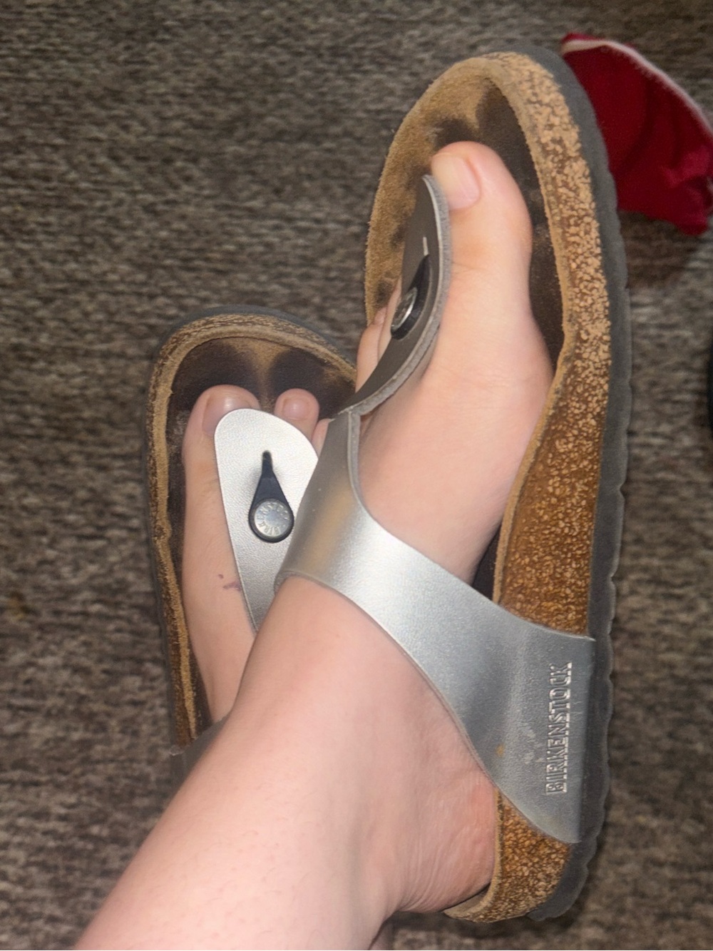 Birkenstock Well worn flip flops Womans 7 1/2 cork footbed Super comfy Very Used